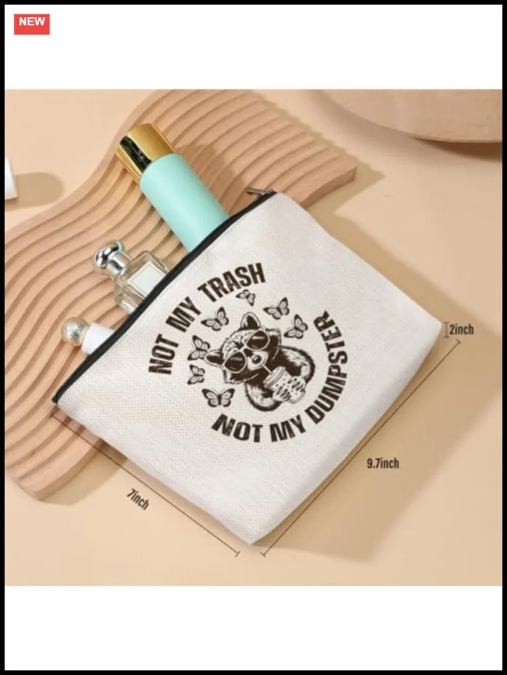Funny Raccoon Cosmetic Bag Makeup Pouch - Cotton Linen Travel Toiletry